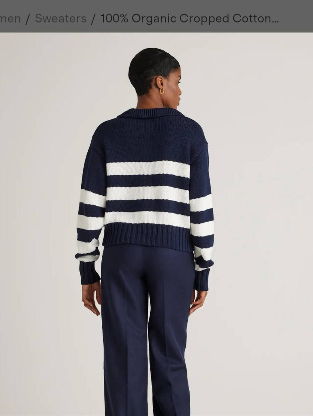 Quince 100% Organic Cotton Cropped Polo Sweater - Picture 3 of 8